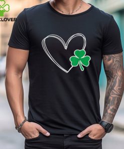St Patricks Day Love Heart Clover Doodle Heart Kids Womens Shirt