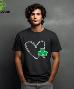 St Patricks Day Love Heart Clover Doodle Heart Kids Womens Shirt