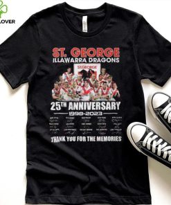 St. George Illawarra Dragons 25th Anniversary 1998 – 2023 Thank You For The Memories Shirt 1 St. George Illawarra Dragons 25th Anniversary 1998 – 2023 Thank You For The Memories Shirt