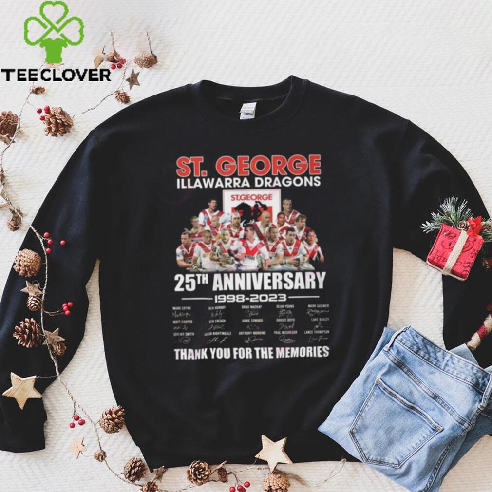 St. George Illawarra Dragons 25th Anniversary 1998 – 2023 Thank You For The Memories Shirt St. George Illawarra Dragons 25th Anniversary 1998 – 2023 Thank You For The Memories Shirt