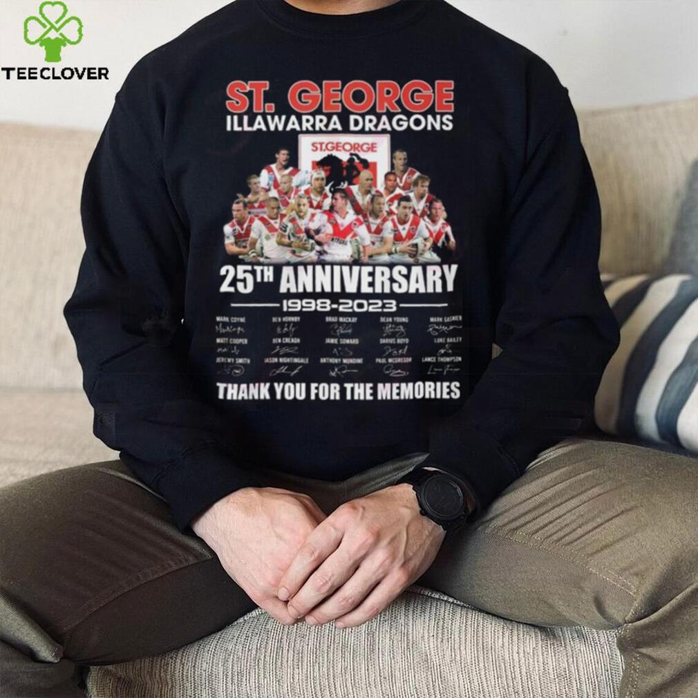 St. George Illawarra Dragons 25th Anniversary 1998 – 2023 Thank You For The Memories Shirt St. George Illawarra Dragons 25th Anniversary 1998 – 2023 Thank You For The Memories Shirt
