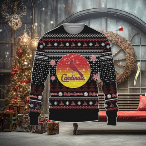 St. Louis Cardinals Black Sunset Logo Christmas Sweater