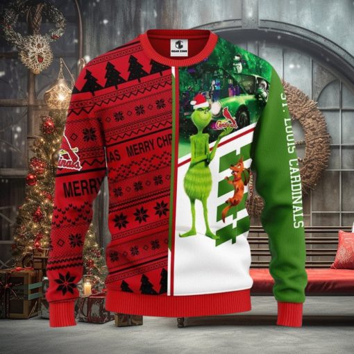 St. Louis Cardinals Grinch & Scooby doo Ugly Christmas Sweater For Sport Fans Christmas Gift