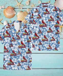 St. Louis Cardinals White Hibiscus Light Blue Texture Background 3D Hawaiian Shirt Gift For Fans