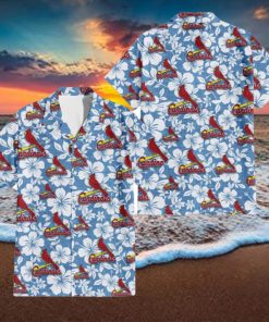 St. Louis Cardinals White Hibiscus Light Blue Texture Background 3D Hawaiian Shirt Gift For Fans