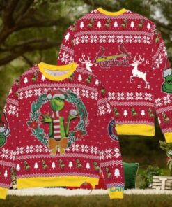 St.Louis Cardinals x Grinch Dr. Seuss How the Grinch Stole Christmas MLB with World Series Trophy Ugly Christmas Sweater Red