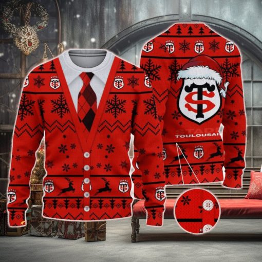 Stade Toulousain Logo For Fans Santa Hat Ugly Christmas Sweater New Gift For Men And Women