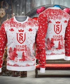 Stade de Reims Big Logo Pine Trees Big Fans Gift Christmas Sweater For Men And Women