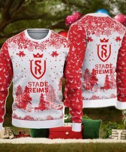 Stade de Reims Big Logo Pine Trees Big Fans Gift Christmas Sweater For Men And Women