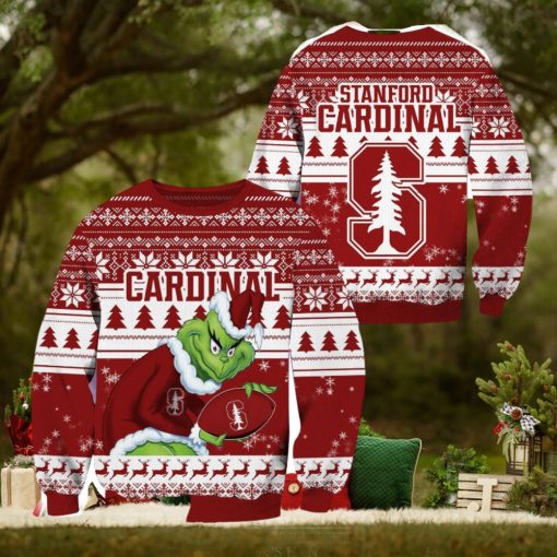 Stanford Cardinal NCAA Grinch Hug Logo Ugly Christmas Sweater Special Christmas Gift For Fans
