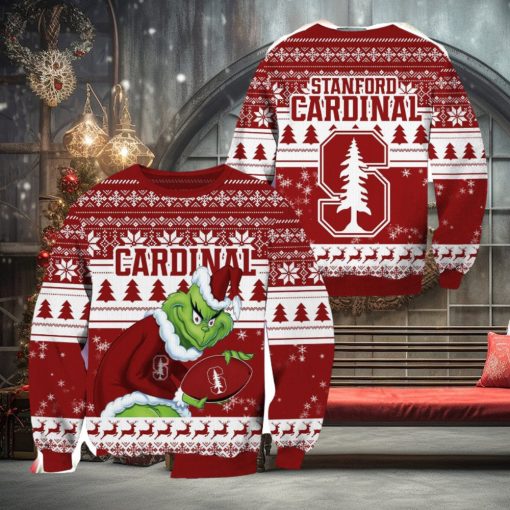 Stanford Cardinal NCAA Grinch Hug Logo Ugly Christmas Sweater Special Christmas Gift For Fans