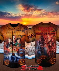 Stanger Things Never Go Alone Custom Baseball Jersey