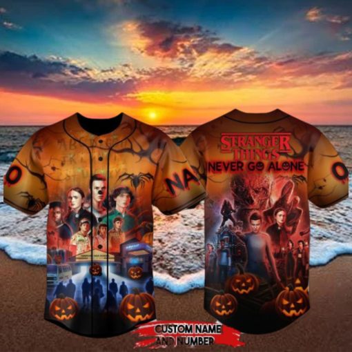 Stanger Things Never Go Alone Custom Baseball Jersey