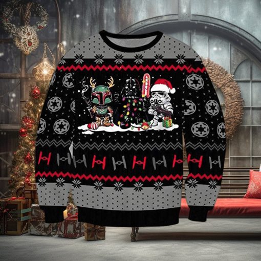Star War Darkside Ugly Knitted Whiskey Christmas 3D Sweater For Men And Women
