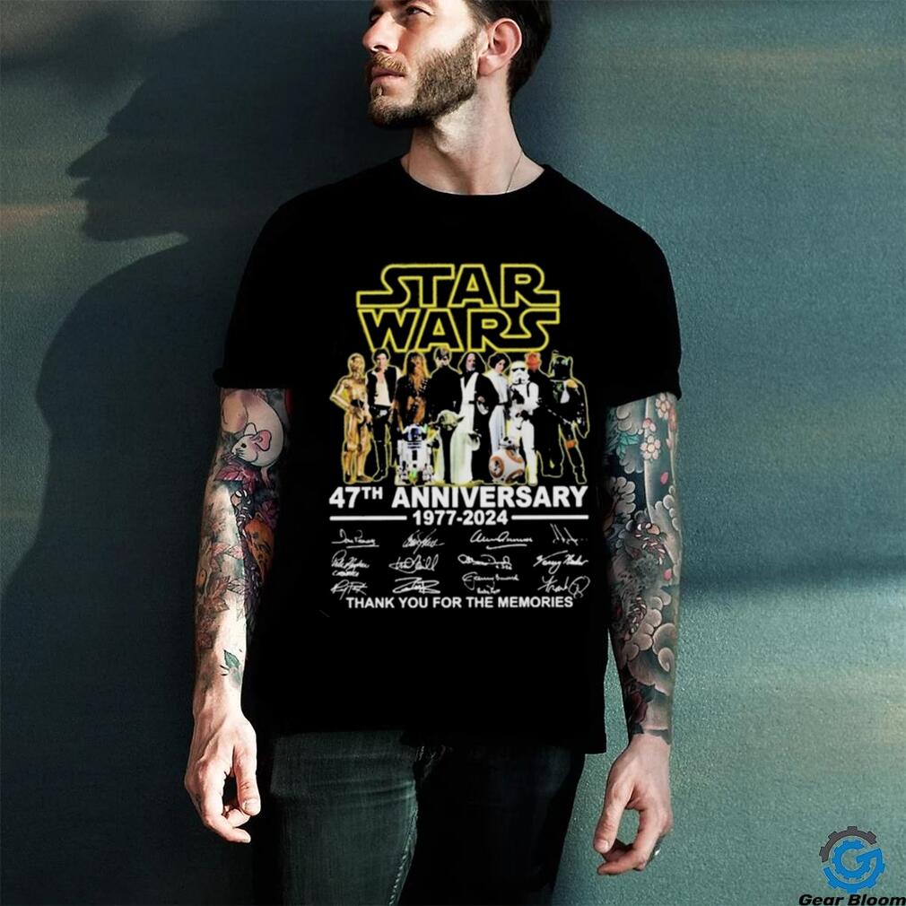 Star Wars 47th Anniversary 1977 – 2024 Signatures Thank You For The Memories T shirt Star Wars 47th Anniversary 1977 – 2024 Signatures Thank You For The Memories T shirt