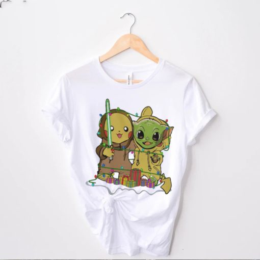 Star Wars Baby Yoda And Pikachu Christmas Lights Shirt