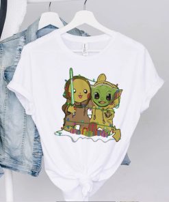 Star Wars Baby Yoda And Pikachu Christmas Lights Shirt