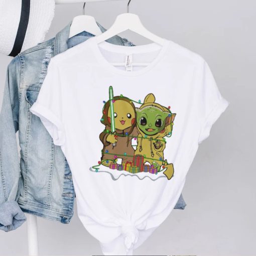 Star Wars Baby Yoda And Pikachu Christmas Lights Shirt