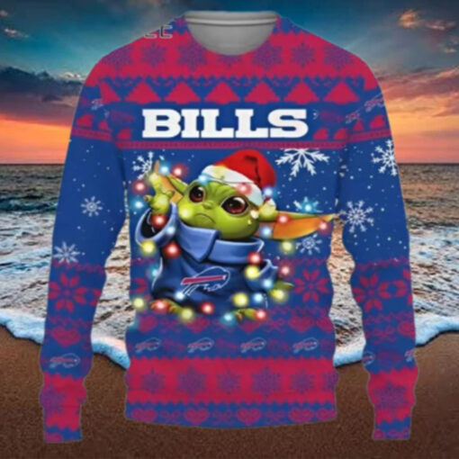 Star Wars Baby Yoda Buffalo Bills Light Up Christmas Sweater