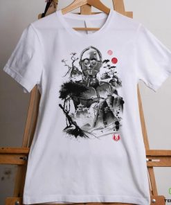 Star Wars C 3PO sumi e style Protocol Droid in the Desert Planet art shirt