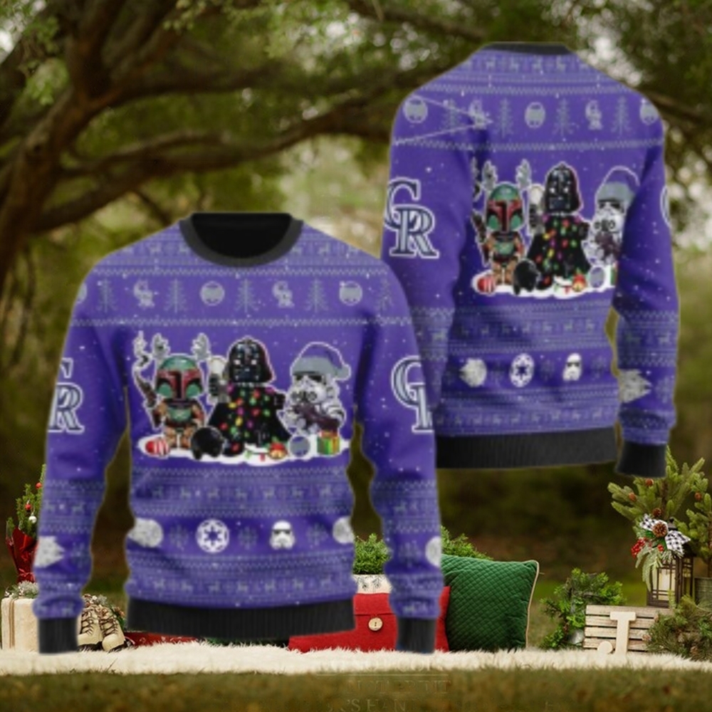 Star Wars Characters Colorado Rockies Ugly Christmas Sweater Star Wars Characters Colorado Rockies Ugly Christmas Sweater