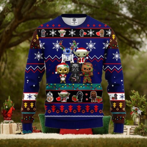 Star Wars Cute Ugly Christmas Sweater Blue For Christmas Gift