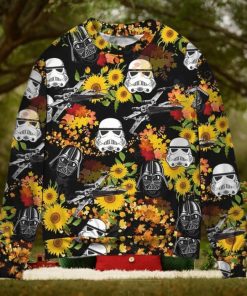 Star Wars Darth Vader Stormtrooper Helmet Autumn Wild Sunflowers Ugly Christmas Sweater