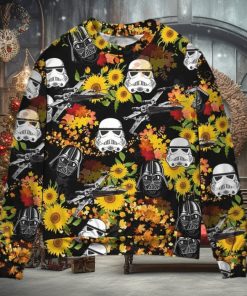 Star Wars Darth Vader Stormtrooper Helmet Autumn Wild Sunflowers Ugly Christmas Sweater