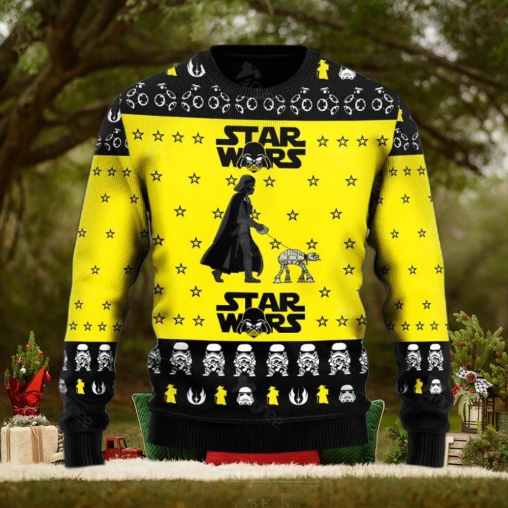 Darth Vader Star Wars White Xmas Knitting Pattern Red 3D Ugly