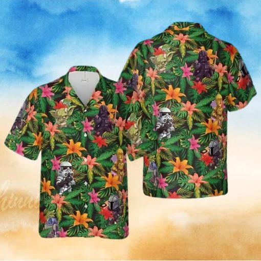 Star Wars Disney Cartoon Movie Colorful Tropical Leaves Floral Disney Hawaiian Shirt