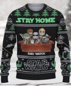 Star Wars Movies Stay Home Ugly Xmas Wool Knitted Sweater