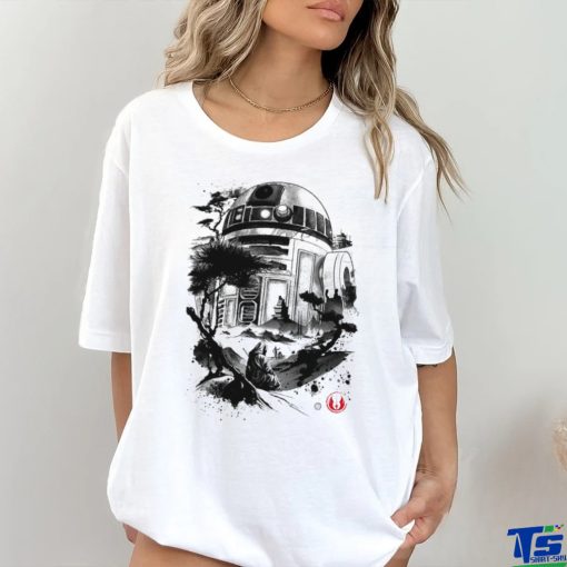 Star Wars R2 D2 sumi e style Astromech Droid in the Desert Planet art shirt