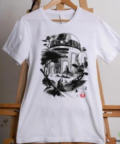 Star Wars R2 D2 sumi e style Astromech Droid in the Desert Planet art shirt