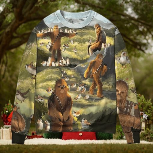 Star Wars The Last Jedi Chewbacca & Porgs Ugly Christmas Sweater