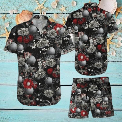 Star Wars With Red Flower Flower Hawaiian Shirt, Short Unique Gift