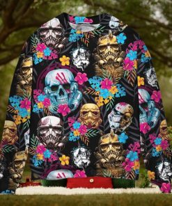 Starwars Stormtrooper Skull Tropical Neon Ugly Christmas Sweater