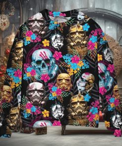 Starwars Stormtrooper Skull Tropical Neon Ugly Christmas Sweater