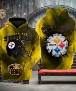 Steelers Hoodie 3D Football Helmet Logo Pittsburgh Steelers Unique Gift