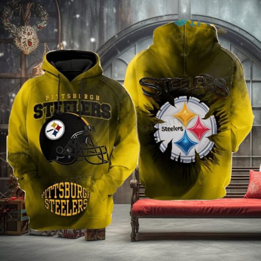 Steelers Hoodie 3D Football Helmet Logo Pittsburgh Steelers Unique Gift