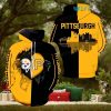 Steelers Hoodie 3D Skyline Heartbeat Tearing Through Logo Pirates Pittsburgh Steelers Gift