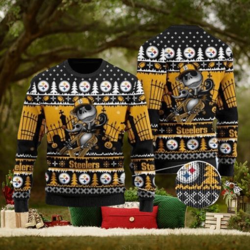 Steelers Jack Skellington Halloween Knitted Ugly Christmas Sweater