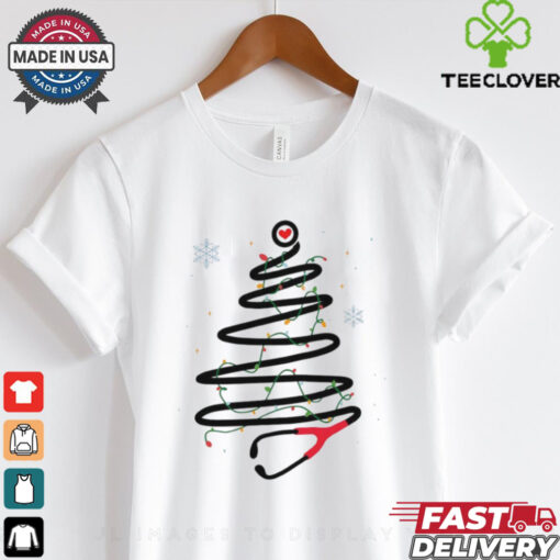 Stethoscope nurse Christmas tree shirt