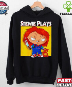 Stewie plays Chucky bloody shirt