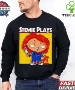 Stewie plays Chucky bloody shirt
