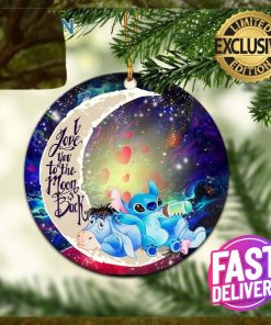 Stitch And Eeyore Couple Love You To The Moon And Back Galaxy Xmas Custom Name Tree Decorations Ornament