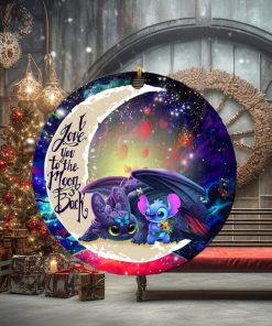 Stitch And Toothless Love You To The Moon And Back Galaxy Xmas Custom Name Tree Decorations Ornament