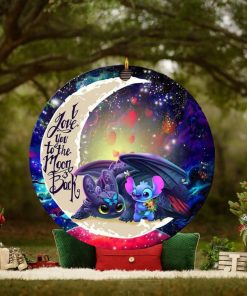 Stitch And Toothless Love You To The Moon And Back Galaxy Xmas Custom Name Tree Decorations Ornament