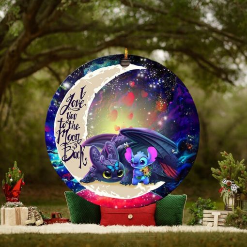 Stitch And Toothless Love You To The Moon And Back Galaxy Xmas Custom Name Tree Decorations Ornament