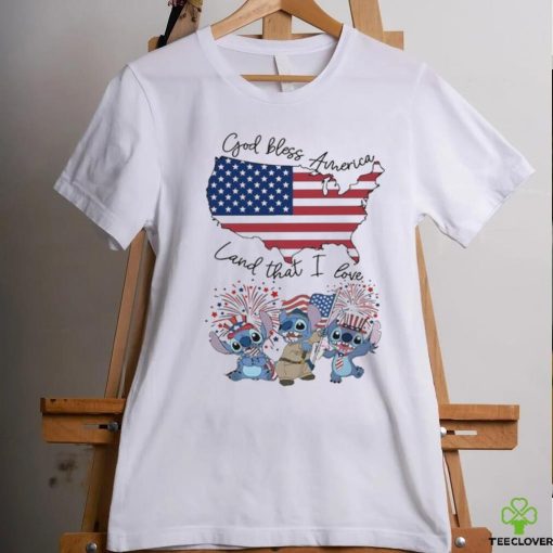 Stitch God Bless America Land That I Love Fan T Shirt