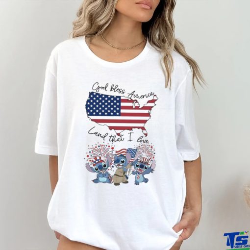 Stitch God Bless America Land That I Love Fan T Shirt